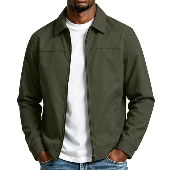 Men's Casual Zip up Golf Jacket, Long Sleeve Lightweight Windbreaker Coat for Fall Work Daily Wear
