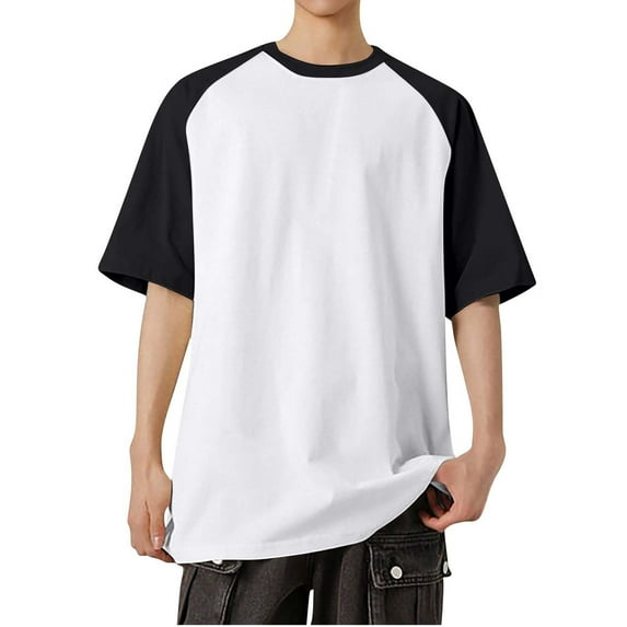 Men's Casual and refreshing Color matching Cotton Short Sleeve Crew Neck T-Shirt