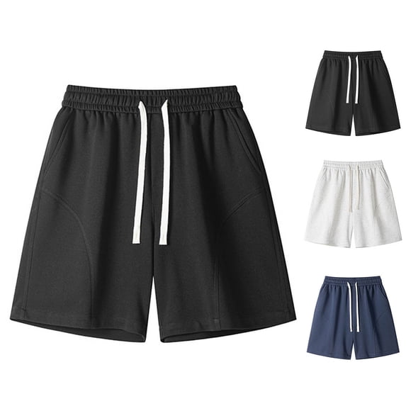 Men's Casuals Solid Color Sports Shorts, Joggers, Elastic Waist Pocket, Lightweight Breathable Quick Dry, Outdoor Gym Running Hiking, Summer | AESTIVO,Black L