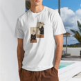thumbnail image 1 of Men's Cat Portrait Illustration Graphic T-Shirt, Cotton Blend Crewneck Short Sleeve Casual Tee, 1 of 8