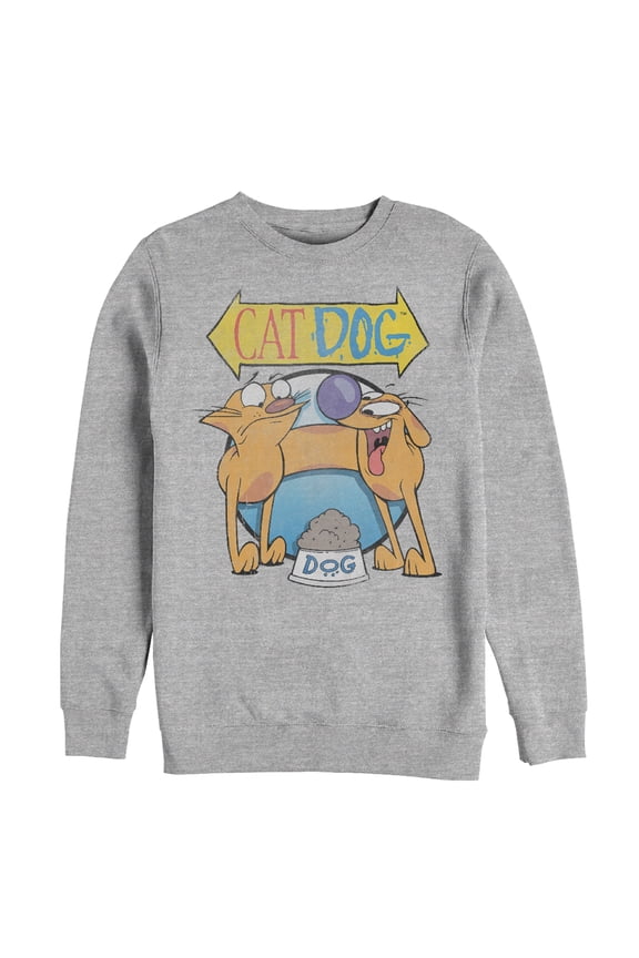 Men's CatDog Food Fight Sweatshirt Athletic Heather 3X Large