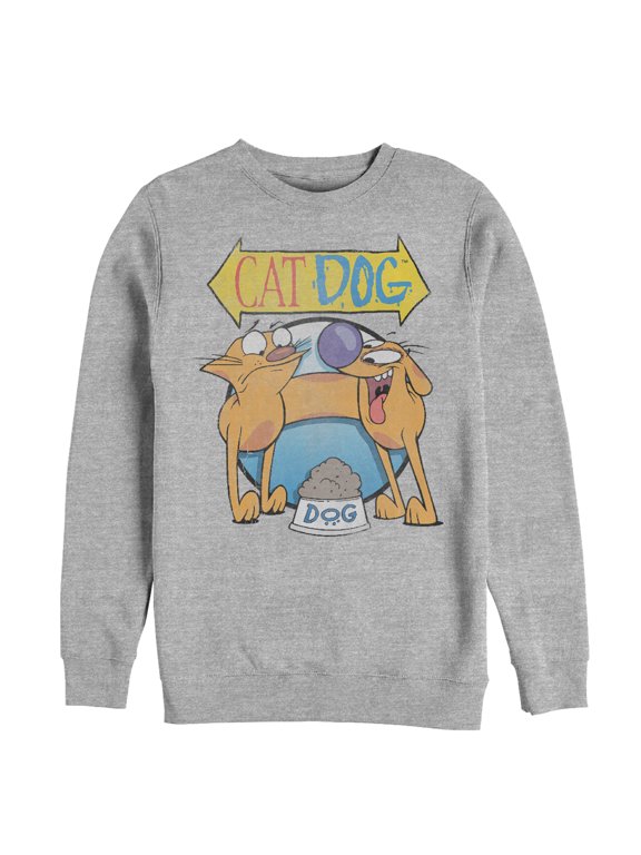 Men's CatDog Food Fight Sweatshirt Athletic Heather Large
