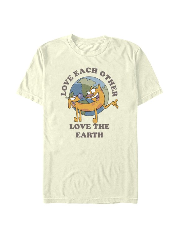 Men's Catdog Love the Earth Graphic Tee Beige Small