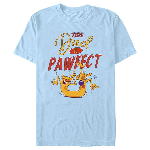 Men's Catdog This Dad is Pawfect Graphic Tee Light Blue 2X Large