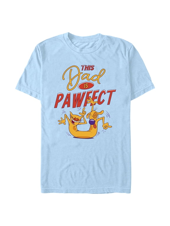 Men's Catdog This Dad is Pawfect Graphic Tee Light Blue 2X Large