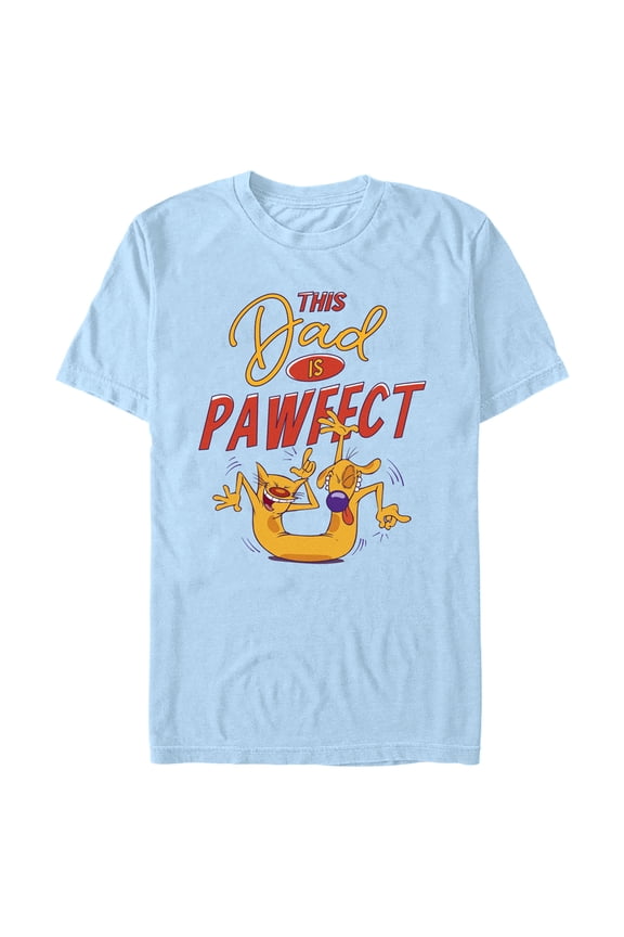 Men's Catdog This Dad is Pawfect Graphic Tee Light Blue Medium