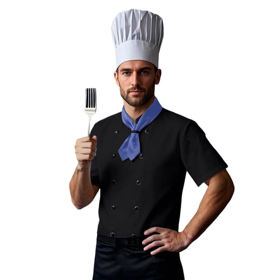 Men's Catering Chef Workwear Casual Style Chef Top Short Sleeved Cardigan Shirt