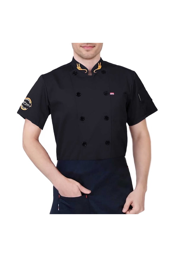 Men's Catering Chef Workwear Chef Outfit Short Sleeve Top Cardigan Shirt Clothes