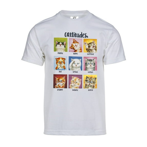 Men's Cattitudes Kitty Short-Sleeve T-Shirt - White - Small