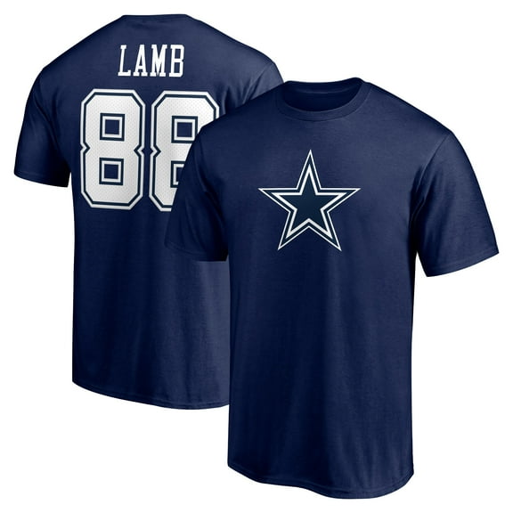 Men's CeeDee Lamb Navy Dallas Cowboys Team Player Icon Name & Number T-Shirt