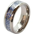 thumbnail image 1 of Men's Celtic Dragon Titanium Wedding Ring Blue Fiber Band 8MM Comfort Fit (9.5), 1 of 1