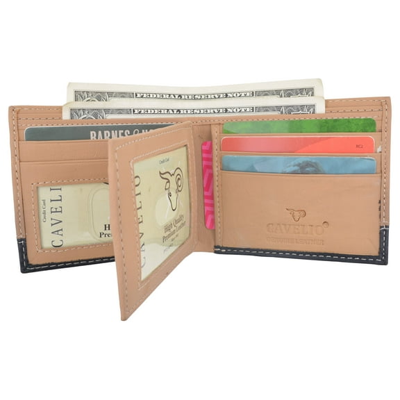 Men's Center Flap Double ID Bifold Premium Leather Wallet