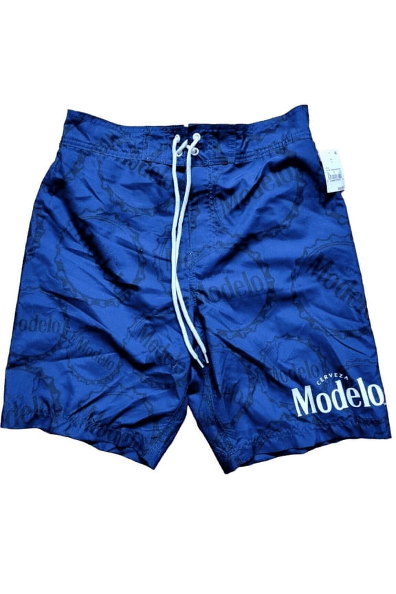 Men's Cerveza Modelo Especial Print Swim Shorts - (Blue, 5XL)