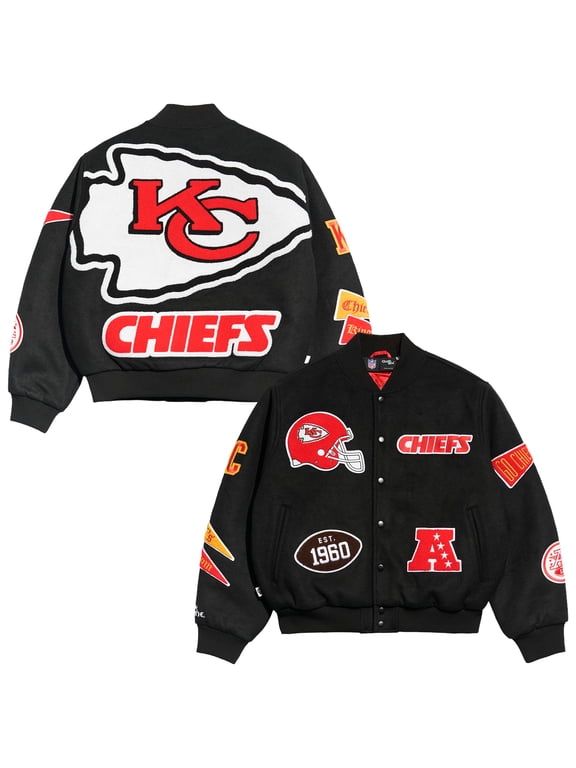 Men's Chalk Line Black Kansas City Chiefs Pennant Varsity Full-Snap Jacket