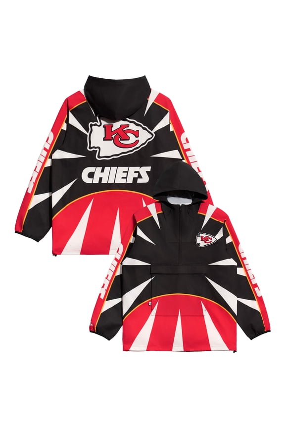 Men's Chalk Line Black Kansas City Chiefs Spike Anorak Half-Zip Jacket