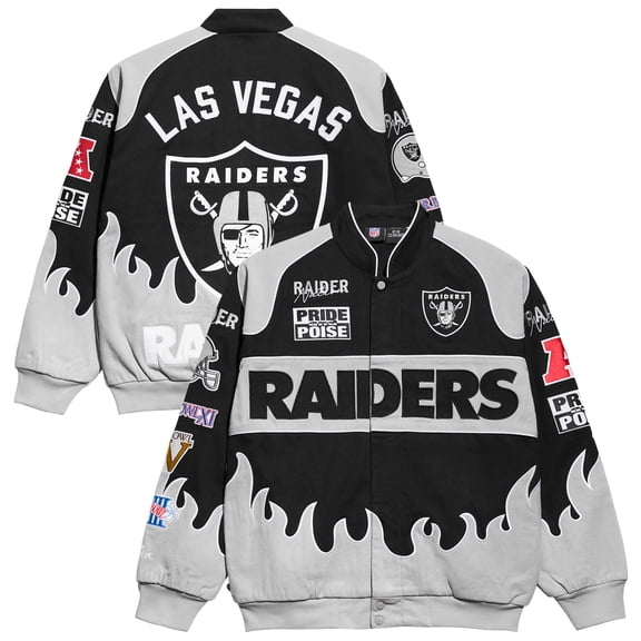 Men's Chalk Line Black Las Vegas Raiders Premium Racing Full-Snap Jacket