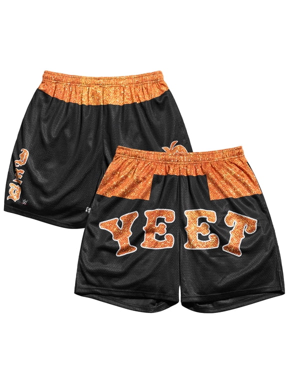 Men's Chalk Line Black/Orange Jey Uso Yeet Glitter Retro Shorts