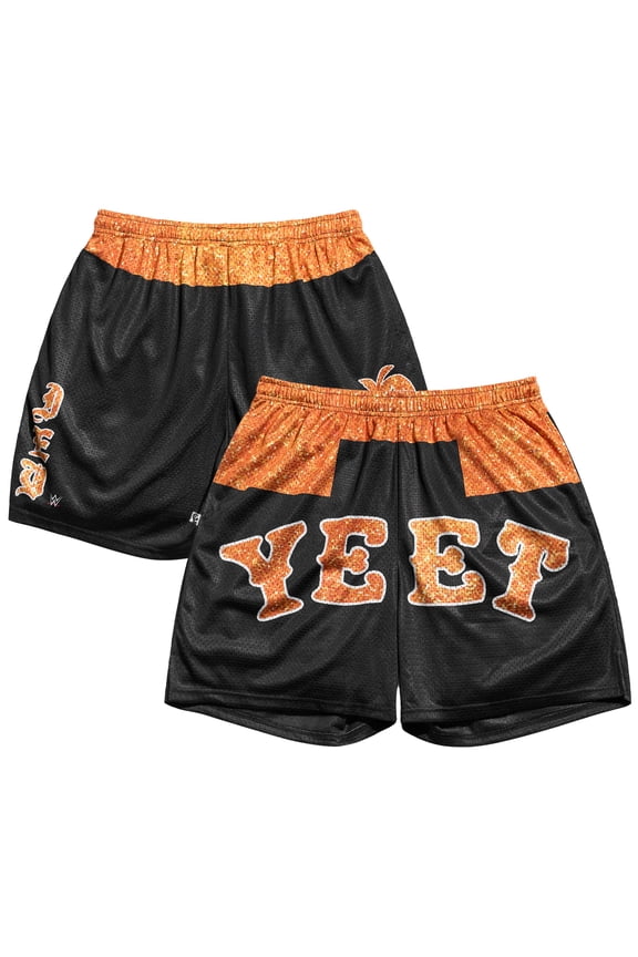 Men's Chalk Line Black/Orange Jey Uso Yeet Glitter Retro Shorts