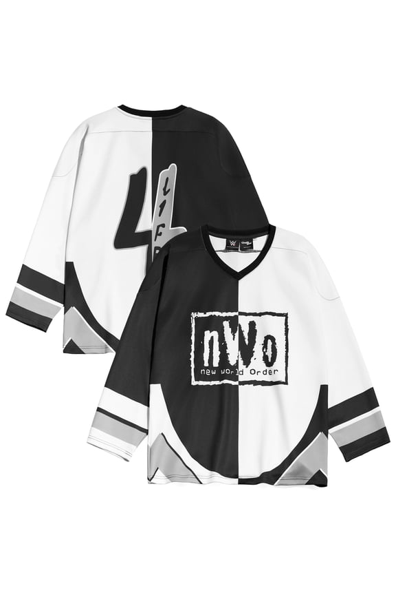 Men's Chalk Line Black/White nWo Split Hockey Jersey