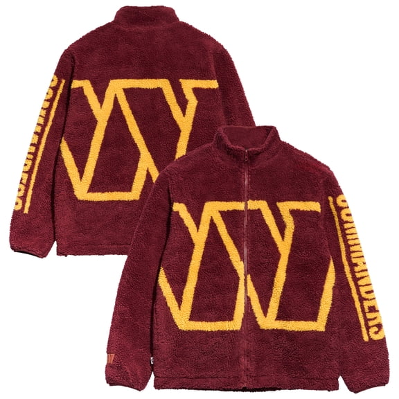Men's Chalk Line Burgundy Washington Commanders Big Logo Full-Zip Sherpa Jacket