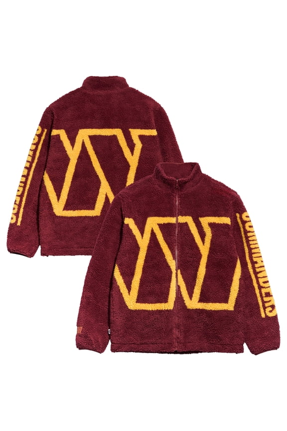 Men's Chalk Line Burgundy Washington Commanders Big Logo Full-Zip Sherpa Jacket