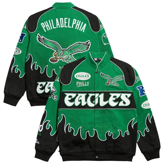 Men's Chalk Line Kelly Green Philadelphia Eagles Premium Racing Full-Snap Jacket