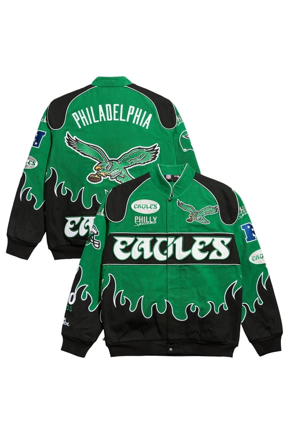 Men's Chalk Line Kelly Green Philadelphia Eagles Premium Racing Full-Snap Jacket
