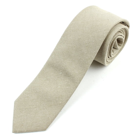Men's Chambray Cotton Skinny Necktie Tie - 2 1/2" Width Textured Distressed Style