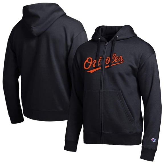 Men's Champion Baltimore Orioles Black All-Star Wordmark Full-Zip Hoodie