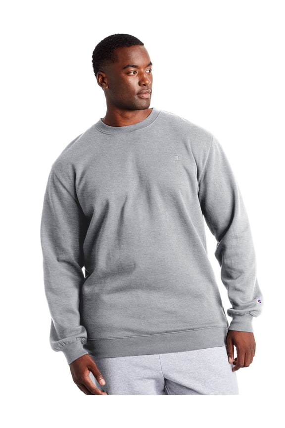 Men's Champion Big & Tall Fleece Crew, C Logo Heather Grey 2XT
