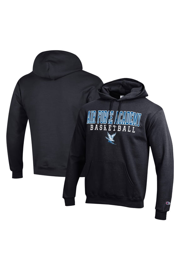 Men's Champion Black Air Force Falcons Basketball Stack Pullover Hoodie