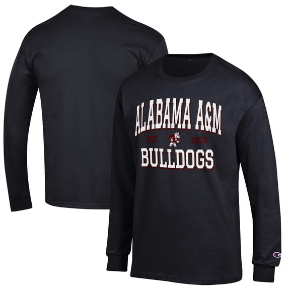 Men's Champion Black Alabama A&M Bulldogs Jersey Est. Date Long Sleeve T-Shirt