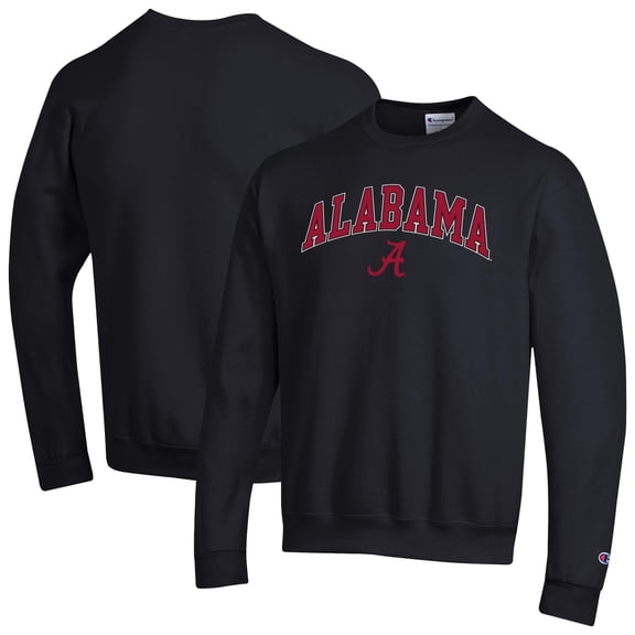 Men's-Champion  Black Alabama Crimson Tide Arch Over Logo Pullover Sweatshirt