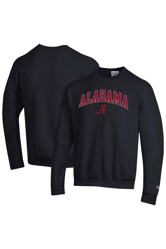 Men's-Champion  Black Alabama Crimson Tide Arch Over Logo Pullover Sweatshirt