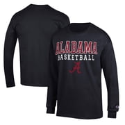 Mens Champion Black Alabama Crimson Tide Basketball Stack Long Sleeve T-Shirt