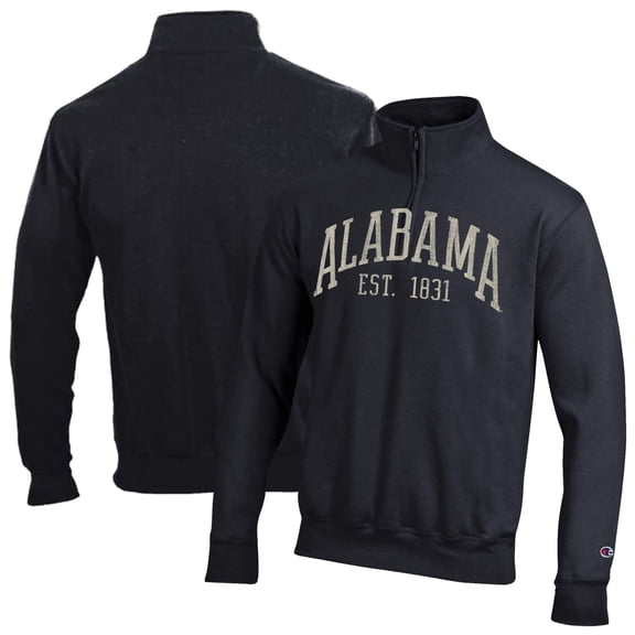 Men's Champion  Black Alabama Crimson Tide Powerblend Quarter-Zip Pullover