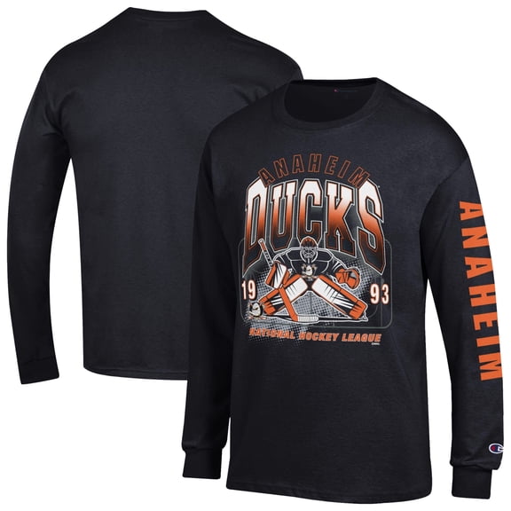 Men's Champion Black Anaheim Ducks Long Sleeve Jersey T-Shirt