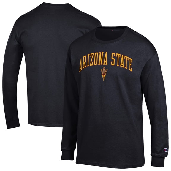 Men's-Champion Black Arizona State Sun Devils Arch Over Logo Long Sleeve T-Shirt