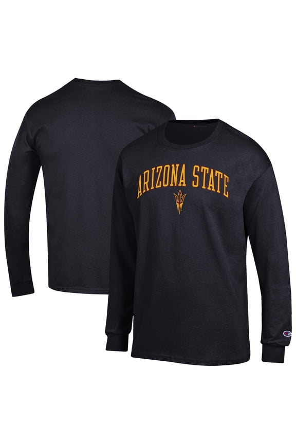 Men's-Champion Black Arizona State Sun Devils Arch Over Logo Long Sleeve T-Shirt