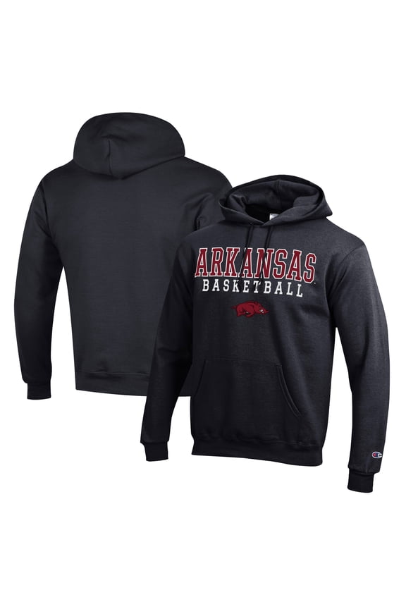 Men's Champion Black Arkansas Razorbacks Basketball Stack Pullover Hoodie