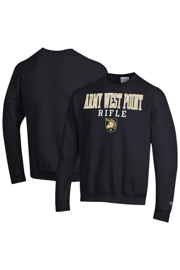 Men's-Champion Black Army Black Knights Powerblend Crewneck Pullover Sweatshirt