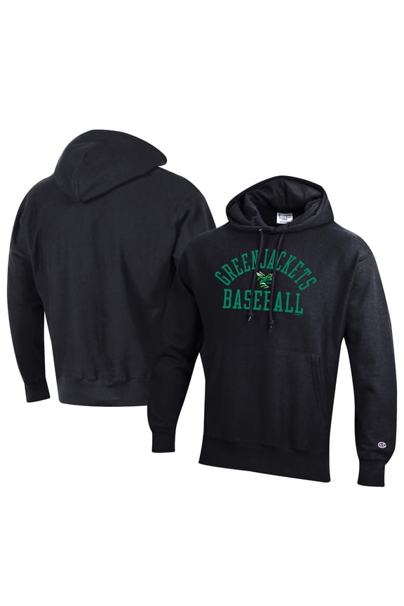 Men's Champion Black Augusta GreenJackets Baseball Reverse Weave Pullover Hoodie