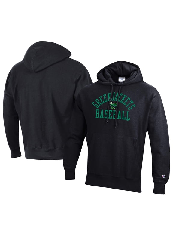 Men's Champion Black Augusta GreenJackets Baseball Reverse Weave Pullover Hoodie