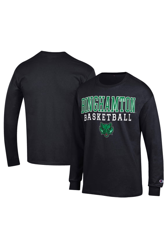 Men's Champion  Black Binghamton Bearcats Icon Logo Basketball Jersey Long Sleeve T-Shirt
