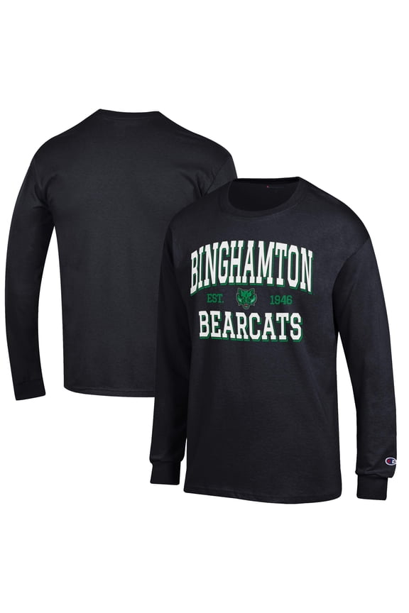 Men's Champion Black Binghamton Bearcats Jersey Est. Date Long Sleeve T-Shirt