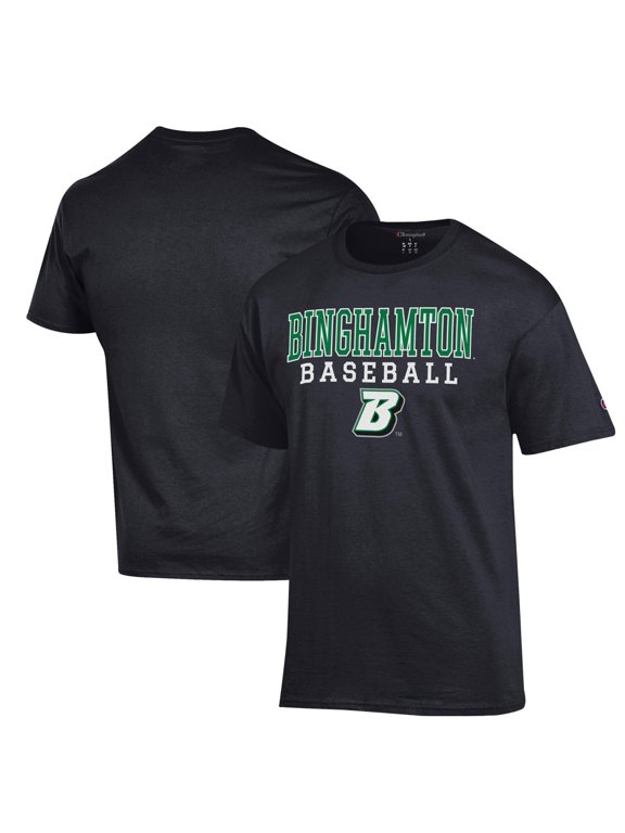 Men's Champion Black Binghamton Bearcats Stack Baseball T-Shirt