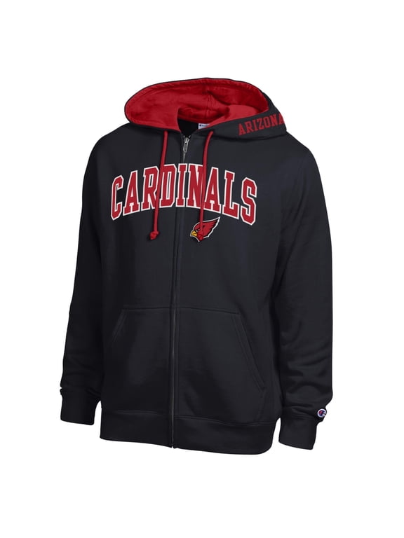 Men's Champion Black/Cardinal Arizona Cardinals Full-Zip Hoodie