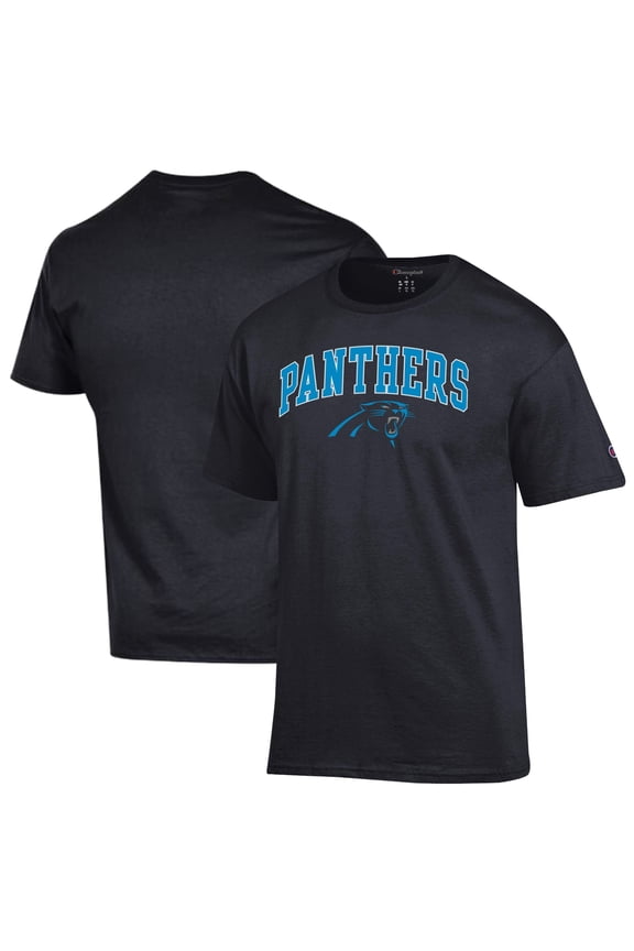 Men's Champion Black Carolina Panthers Arch Over Logo T-Shirt