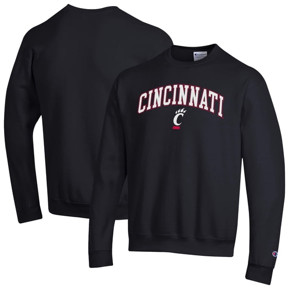 Men's-Champion  Black Cincinnati Bearcats Arch Over Logo Pullover Sweatshirt
