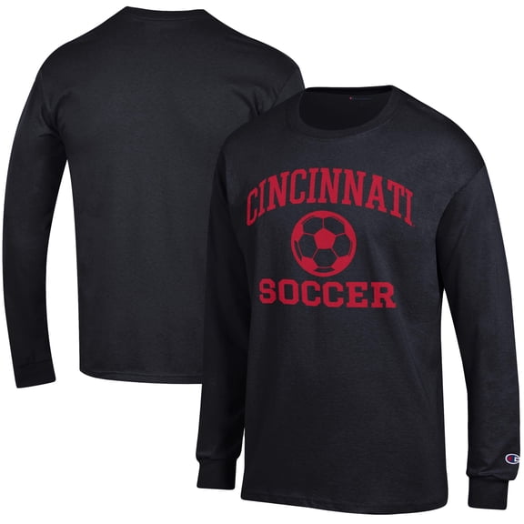 Men's Champion Black Cincinnati Bearcats Soccer Icon Long Sleeve T-Shirt